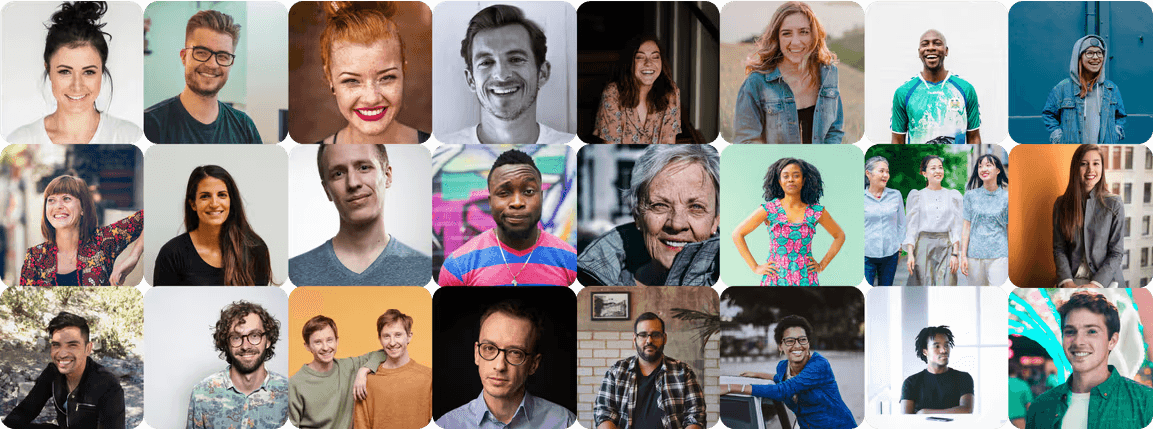 Diverse group of support workers smiling together in hero section